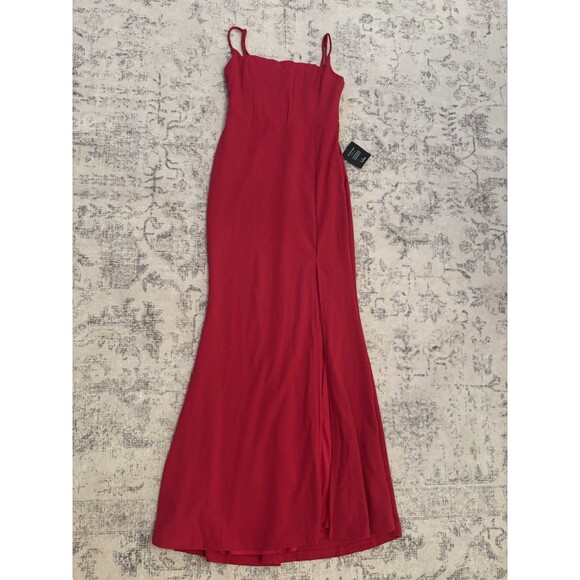 Lulus Red Bustier Maxi Dress Size Medium NWT Wedding Guest Formal Sexy Romantic - Picture 1 of 9